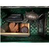 Image 8 : Entire shelf full of assorted misc items - includes decorative ceiling lamp / Camilo opal glass glob