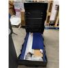 Image 2 : Pallet of misc items - includes 38" Pop up display w/ hook & loop / compact fluorescent lamps / outd