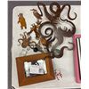 Image 2 : Table lot full of assorted decorative art decor & misc - includes pumpkin luminaria / table lamp / K