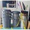 Image 1 : Group of assorted bins & garbage cans w/ misc tools - includes shovel /