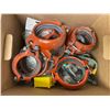 Image 2 : Group of misc items - includes button press tool / bolts / screws / pipe clamps / ridgid coupling et