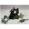 Image 1 : Group of assorted metal & plastic toys w/ skull prop