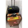 Image 1 : Group of 2 assorted travel luggage bags (orange locked - pin unknown)