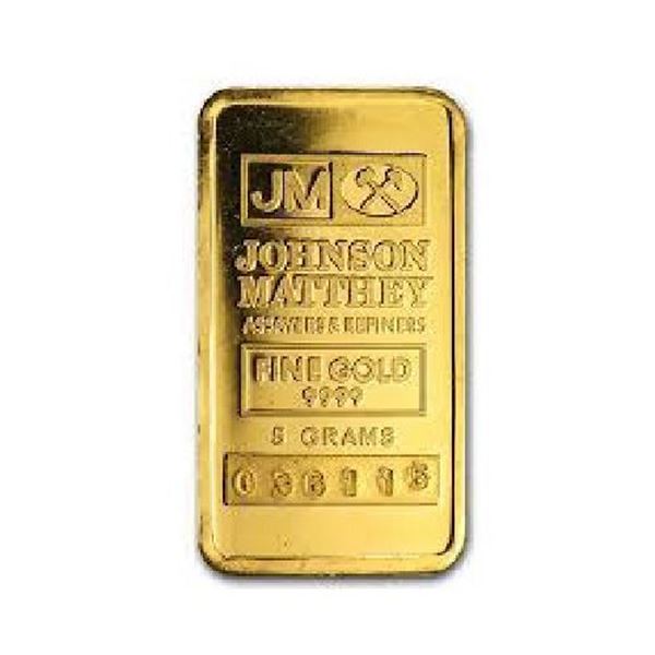 Johnson Matthey Fine Gold 9999 5 grams bar