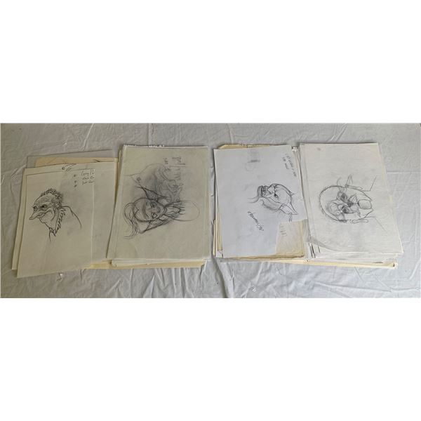 Large group of assorted movies/TV shows original concept sketches/drawings by Bill Terezakis