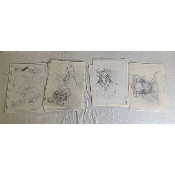 Large group of assorted movies/TV shows original concept sketches/drawings by Bill Terezakis