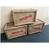 Image 2 : Set of 3 Explosives labelled wooden crates - approx. 2ft wide x 15in depth x 16in height