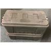 Image 2 : Set of 2 green military Plano storage bins - approx. 30in wide x 14in depth x 14in height