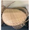 Image 2 : Set of 3 large 27in wicker baskets w/ lids  (one lid needs repair)