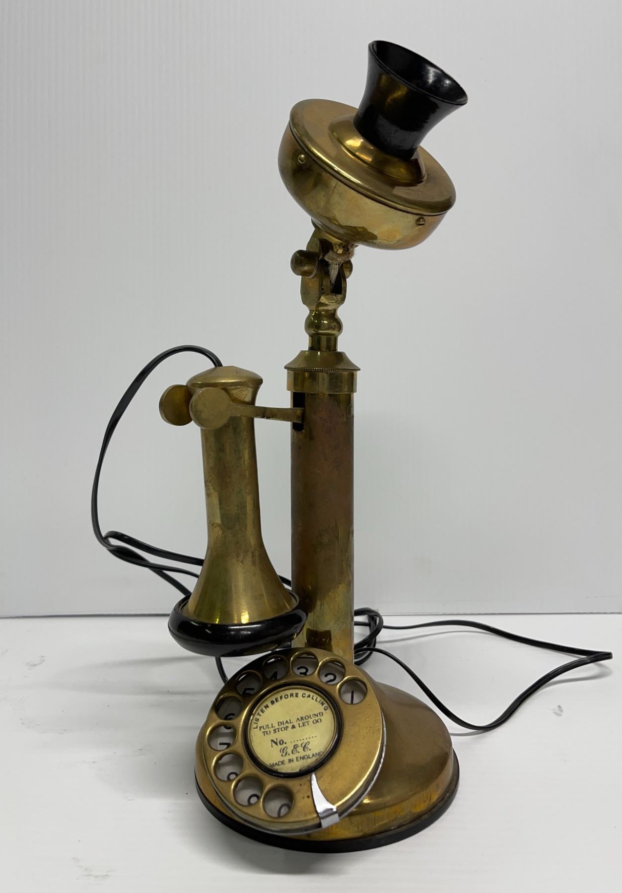 Turn Dial Ridges Vintage brass turn dial telephone - Made in England