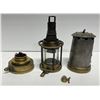 Image 2 : Antique miner's brass lamp w/ little padlock & keys