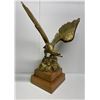 Image 1 : Approx. 26in tall brass bald eagle decorative sculpture w/ wooden base