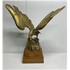 Image 3 : Approx. 26in tall brass bald eagle decorative sculpture w/ wooden base