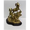 Image 1 : Ram/Mountain Goat brass decorative sculpture w/ wooden base - approx. 9in tall