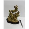 Image 2 : Ram/Mountain Goat brass decorative sculpture w/ wooden base - approx. 9in tall