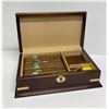 Image 1 : Major General Wescott wooden cigar box w/ dry cigars/ clipper & matches (no key)