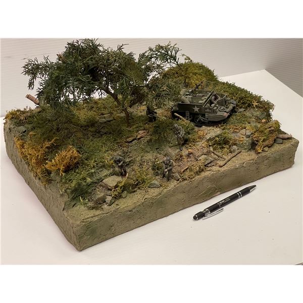 1/35th scale custom-made Military miniature soldiers & tank museum quality diorama w/ British Bren G