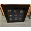 Image 1 : Framed Military badges wall hanging (approx. 31 1/2in x 32in)