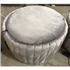 Image 1 : Grey velvet round ottoman w/storage approx. 30in DIA