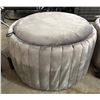 Image 2 : Grey velvet round ottoman w/storage approx. 30in DIA