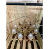 Image 1 : 8 light gold plated chandelier w/reddish brown crystals