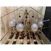 Image 2 : 8 light gold plated chandelier w/reddish brown crystals