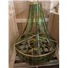 Image 2 : Vintage gold plated chandelier w/green glass decor