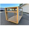 Image 2 : Solid plywood 3 tier shelfs with large casters approx. 8ft L x 5ft W 69in H