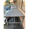 Image 2 : Large wooden table on wheels approx 8ft x 4ft