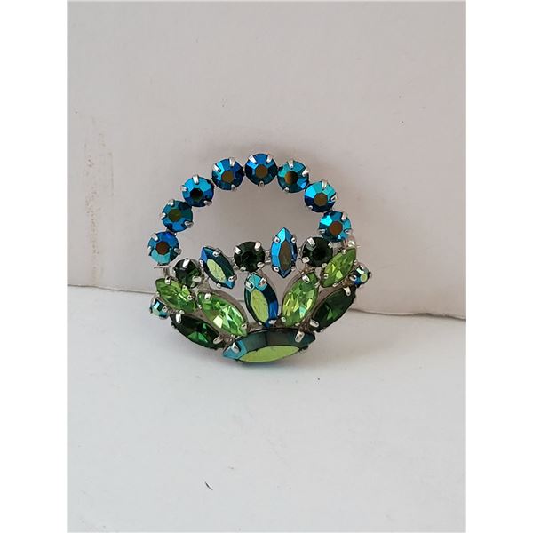 SHERMAN BLUE GREEN BROOCH