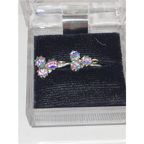VINTGE 835 SILVER RHINESTONE SCREW BACK EARRINGS