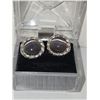 Image 2 : FAUX PURPLE CATS EYE CLIP ON EARRINGSVINT