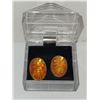 Image 1 : VINTAGE AMBER RESIN CLIP ON EARRINGS