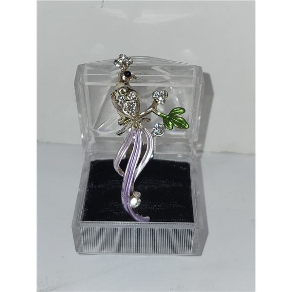 STUNNING PERCHED PHOENIX BIRD BROOCH