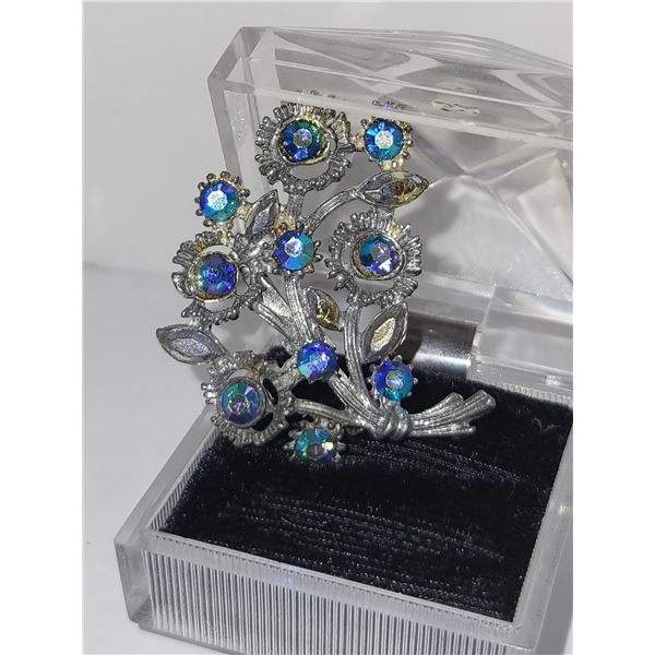 OLD MULTICOLOURED RHINESTONE BROOCH