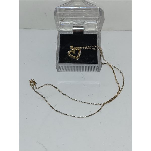 10K GOLD NECKLACE HEAVY HEART PENDANT