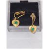Image 1 : HEART CLIP ON EARRINGS WITH GREEN STONE