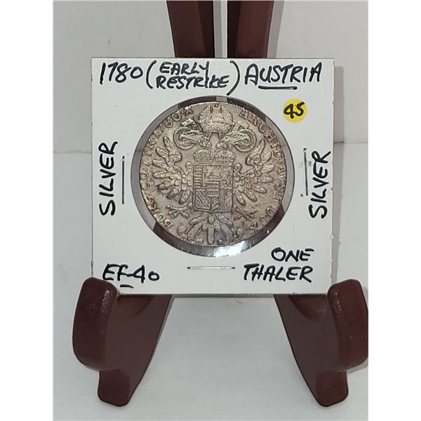 1780 EARLY STRIKE AUSTRIA 1 THALER EF40