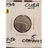 Image 2 : 1964 CUBA 5 CENTAVOS AU50