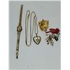 Image 1 : LOT OF MISC JEWELLERY INC CARDINAL 17 JEWEL LADIES WATCH