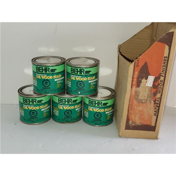 LOT OF 5 BEHR WOOD STAIN (COLONIAL MAPLE)