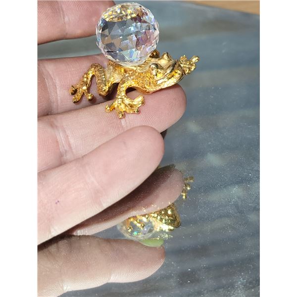 GOLD GILDED CRYSTAL FROG