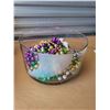 Image 1 : LARGE VINTAGE GLASS BOWL WITH MARDI GRAS ACCESSORIES