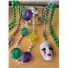 Image 3 : LARGE VINTAGE GLASS BOWL WITH MARDI GRAS ACCESSORIES