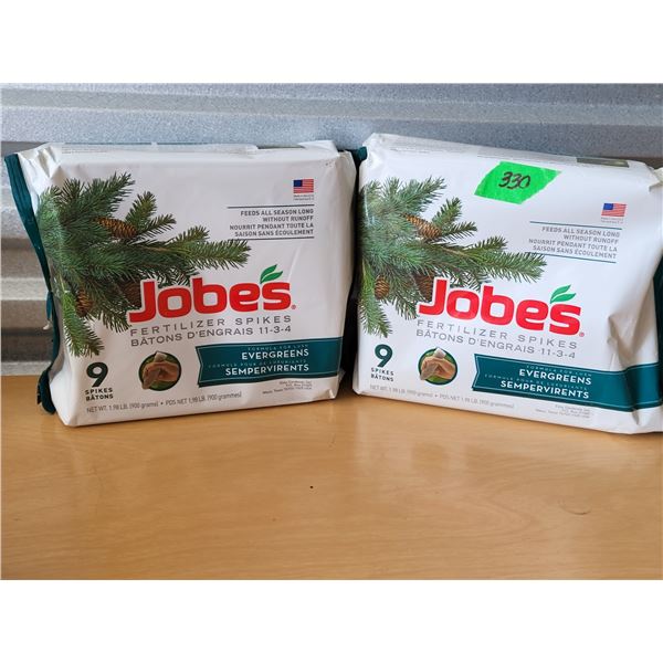 LOT OF 2 PACKAGES JOBE EVERGREEN SPIKE FERTILLERS