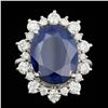 Image 1 : 14k Gold 10.00ct Sapphire 1.80ct Diamond Ring