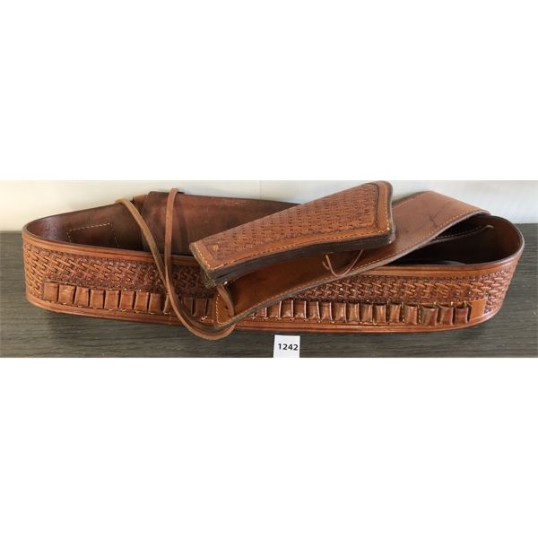 LEATHER HOLSTER & 38 INCH BELT