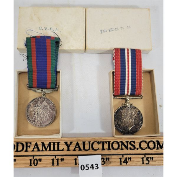 LOT OF 2 WWII CANADIAN VOLUNTEER SERVICE MEDAL AND WAR MEDAL Kidd