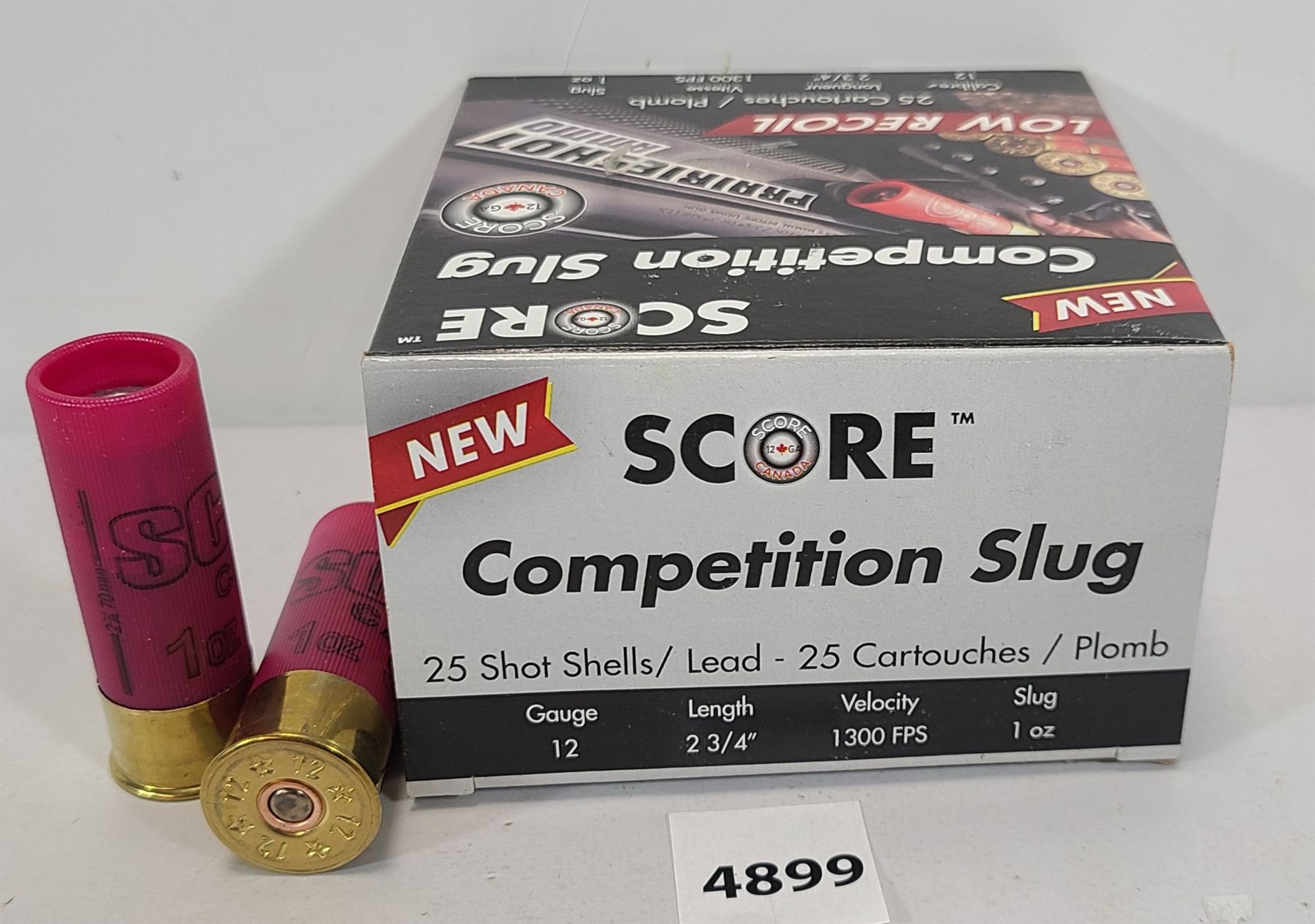 Scor Slug AMMO: 25X SCORE 12GA COMPETITION SLUG - 2 3/4 INCH - Kidd Family Auctions
