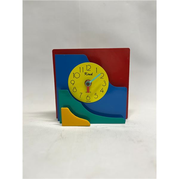 Memphis style Kirch clock with bright enamel panels